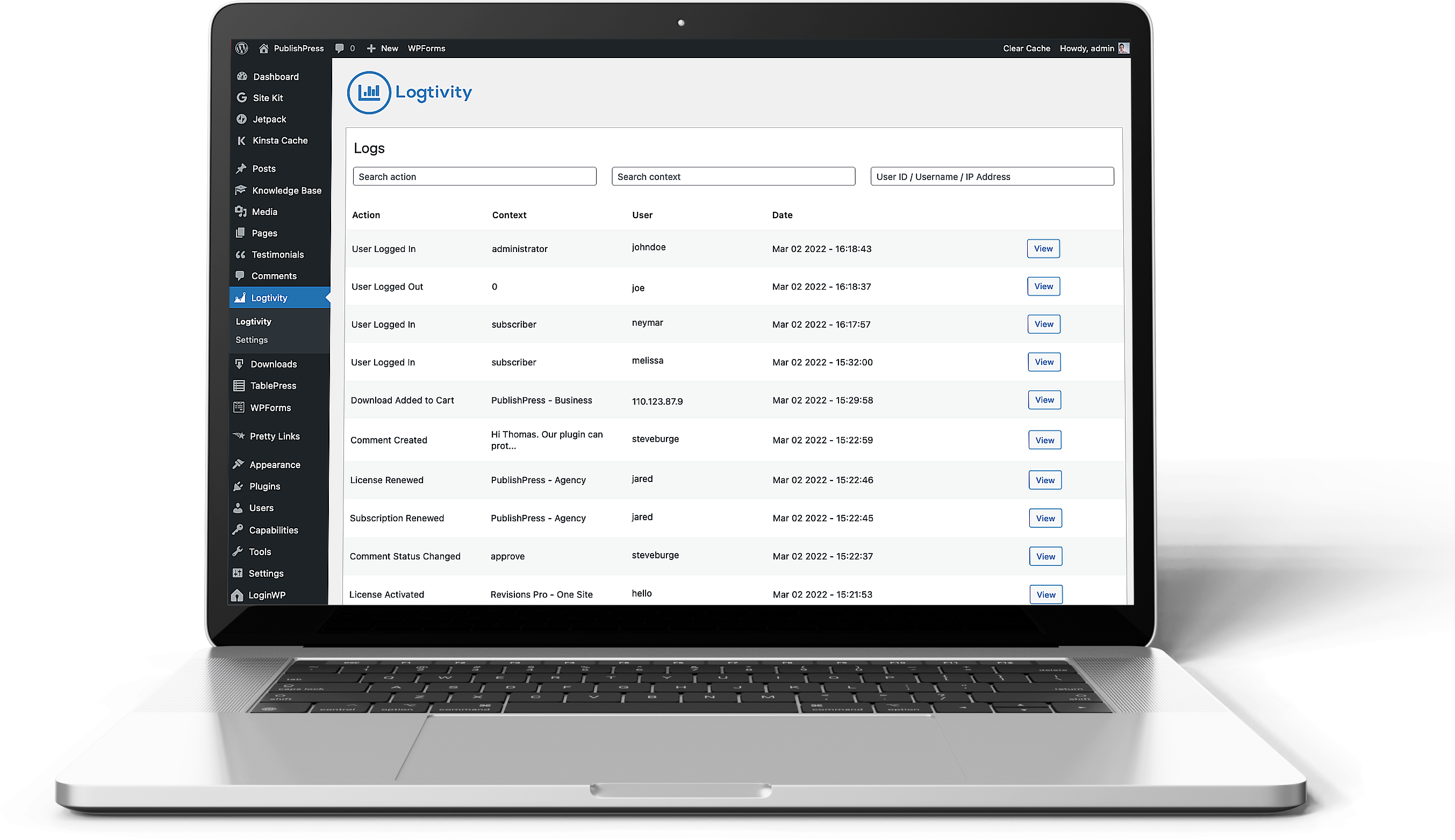 Logtivity WordPress activity log